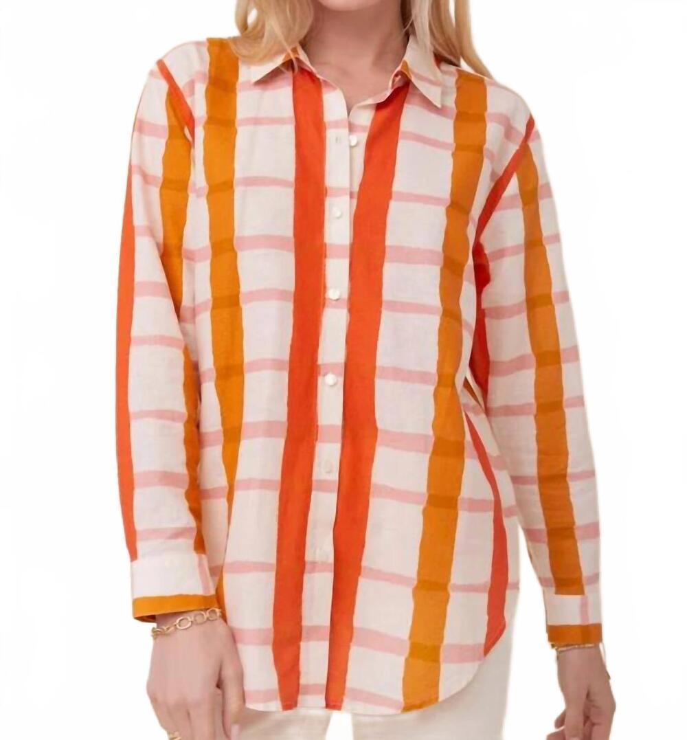 NEW SPARTINA 449 aida relaxed button down shirt in richmond hill plaid